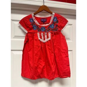 Tracy Feith fir Target Salmon Lace Embroidered Blouse Top sz M